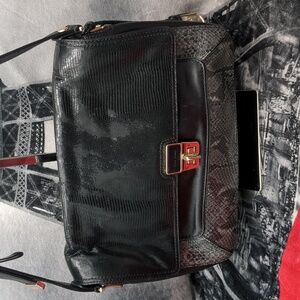 Cole Haan Black leather with snakeskin trim